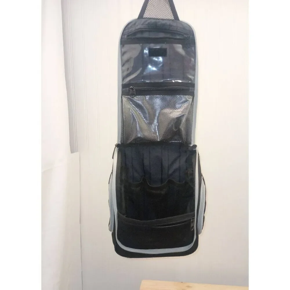 Kenneth Cole reaction, hang up, fold up, black, travel cosmetic- toiletry bag.